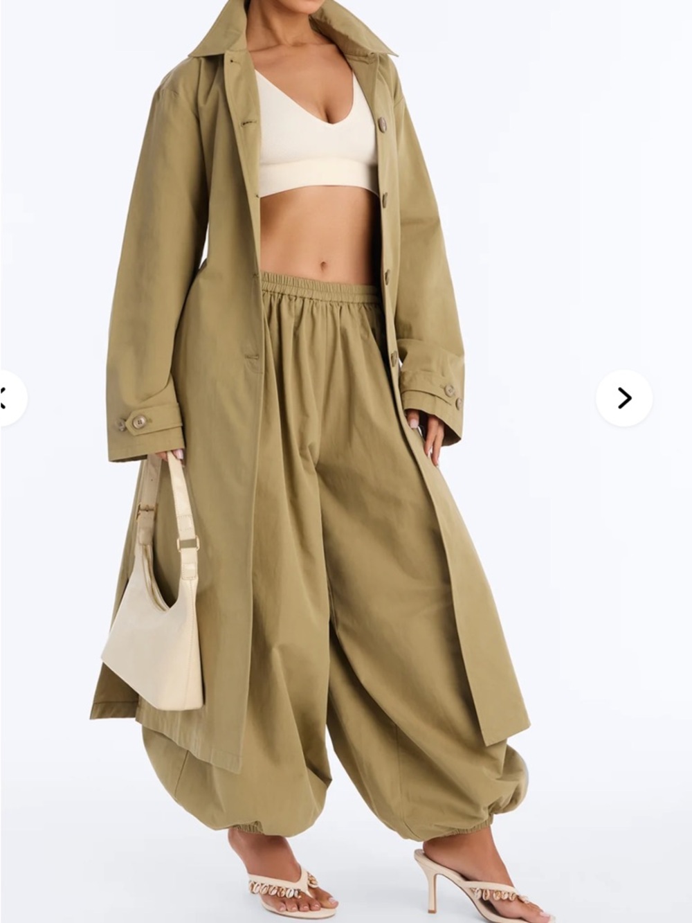 Olive Green Balloon Pant Set - Picture 2 of 4
